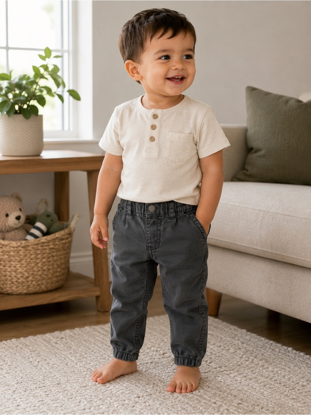 Carter's Charcoal Elastic Waist Jogger Pants - Gray Toddler